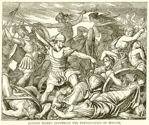 Cimbric Women Defending the Fortification of Wagons by English School