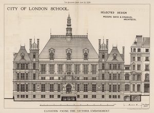 City of London School; Elevation Facing the Victoria Embankment