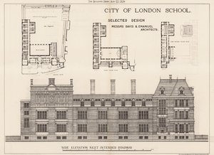 City of London School; Side Elevation by English School