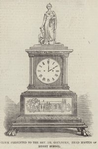 Clock presented to the Reverend Dr Goulburn, Head Master of Rugby School by English School