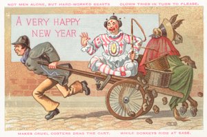 Clown and Donkey being pulled in cart
