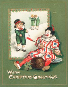 Clown stealing the Plum Pudding by English School