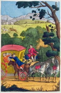 Colonel Jack robbing Mary Smith in Maidenhead Thicket, illustration from the Lives and Adventures of the Most Celebrated Highwaymen and Street Robbers... published 1822 by English School