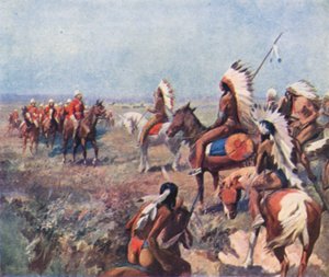 Colonel Macleod, of the Royal North-West Mounted Police, treating with Indians at Fort Macleod by English School
