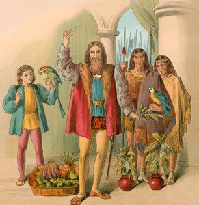 Columbus Describing the New World by English School
