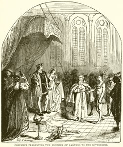 Columbus Presenting the Brother of Caonabo to the Sovereigns by English School