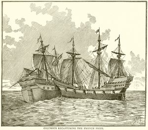 Columbus Recapturing the French Prize by English School