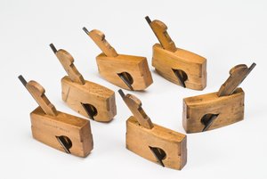 Compass and flat-sole rabbet planes, late 19th century
