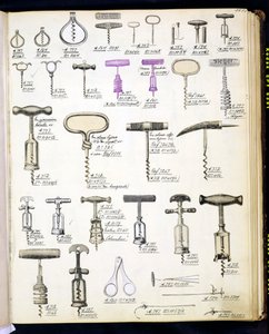 Corkscrews, from a trade catalogue of domestic goods and fittings, c.1890-1910 by English School