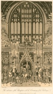 Coronation Banquet of King George IV at Westminster Hall, 17 July 1821; The Entrance of the Champion with the Ceremony of the Challenge by English School