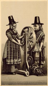 Costumes of Wales: Spinning Genny by English School
