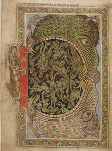 The jaws of Hell fastened by an angel, from the Psalter of Henry of Blois, c.1121-61 by English School