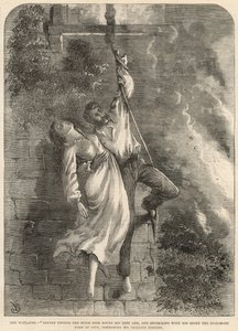 Coyney twined the stout rope round his left arm by English School