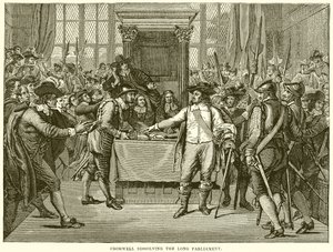 Cromwell dissolving the Long Parliament by English School