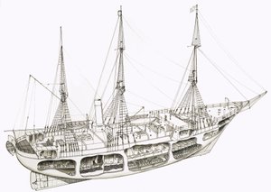 Cut-out of Unidentified Ship by English School