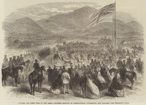 Cutting the First Turf of the Great Southern Railway at Christchurch, Canterbury, New Zealand by English School
