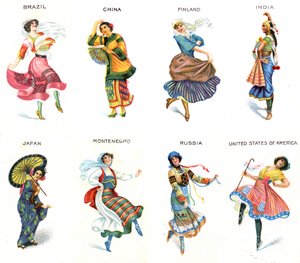 Dancers of the World, cigarette cards, 1915 by English School
