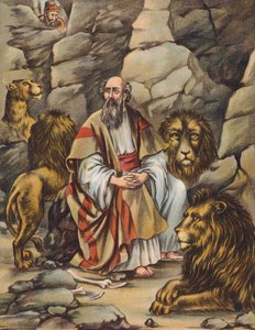 Daniel in the Den of Lions by English School