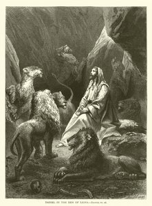 Daniel in the Den of Lions by English School