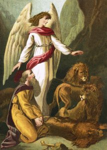Daniel in the den of lions by English School