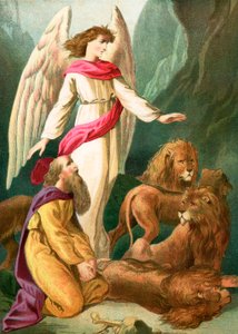 Daniel in the den of lions by English School