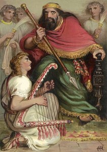David Playing on the Harp Before Saul by English School
