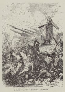 Death of John of Bohemia at Cressy by English School
