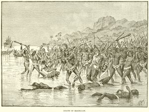 Death of Magellan by English School