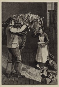 Decorating him for the London Cart Horse Parade by English School