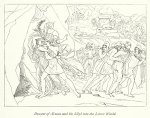 Descent of Aeneas and the Sibyl into the Lower World by English School