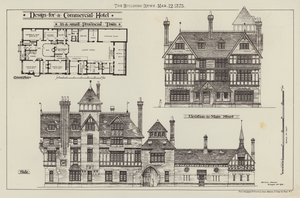 Design for a Commercial Hotel, in a small Provincial Town by English School
