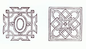 Designs for a knot garden, from The Country Housewifes Garden, by William Lawson, published 1638 by English School