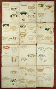 Designs for teacups produced at the Daniel Factory, Staffordshire, c.1845 by English School