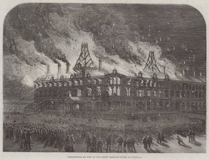 Destruction by Fire on the Queen Railway Hotel at Chester by English School
