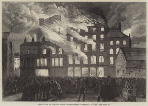 Destruction of Compton House, Church-Street, Liverpool, by Fire by English School