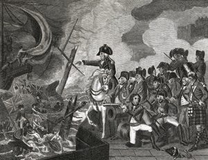 Destruction of the Gun Boats Before Gibraltar, engraved by H.Cook by English School