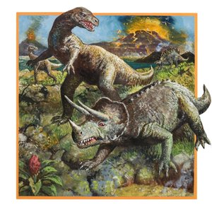 Dinosaurs with Volcano