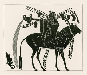 Dionysus Riding a Bull (engraving) by English School