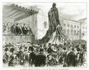 Disraeli Unveiling the Statue of the Late Lord Derby in Parliament Square, Westminster by English School