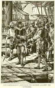 Don Bartholomew Defending His Brother Against the Mutineers by English School