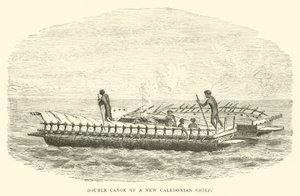 Double Canoe of a New Caledonian Chief by English School