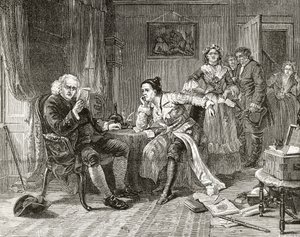 Dr Samuel Johnson reading the manuscript of 