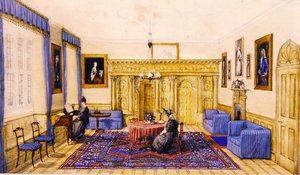 Drawing room interior of a country house, c.1830 by English School