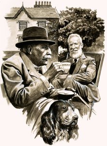 Edward Elgar and George Bernard Shaw taking tea