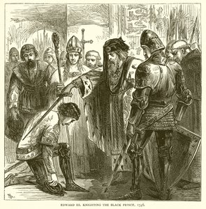 Edward III knighting the Black Prince, 1546 by English School