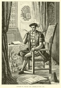 Edward VI writes the journal of his life by English School