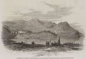 Eisteddfod, or Congress of Welsh Literati, at Conway Castle, the Town and Castle of Conway