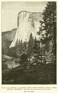 El Capitan, a granite cliff in the Yosemite Valley, Sierra Nevada, California, 3,300 feet above the level of the valley