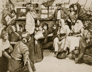 Elizabeth Fry speaking to the prisoners on a convict ship
