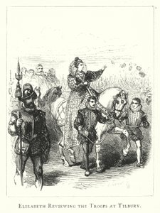 Elizabeth reviewing the Troops at Tilbury by English School